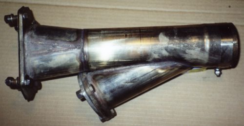 stainless steel exhaust cutout, top view