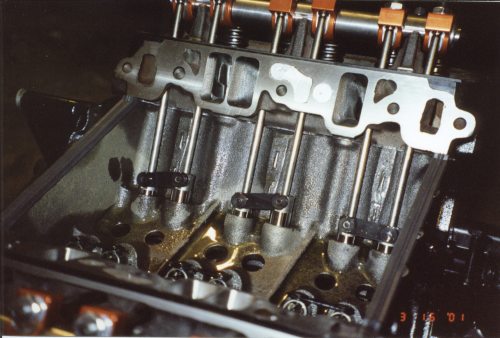 Top of block with valve train components