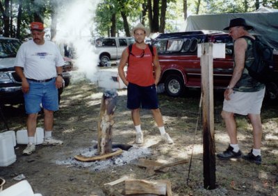 camp fire through log core