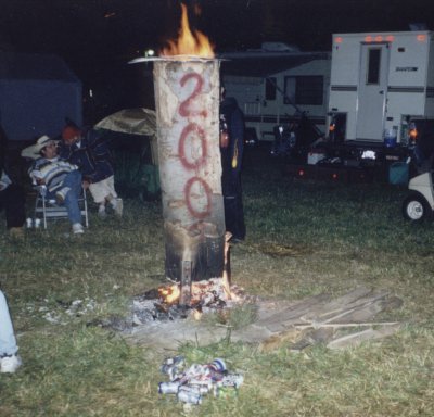bigger camp fire through log